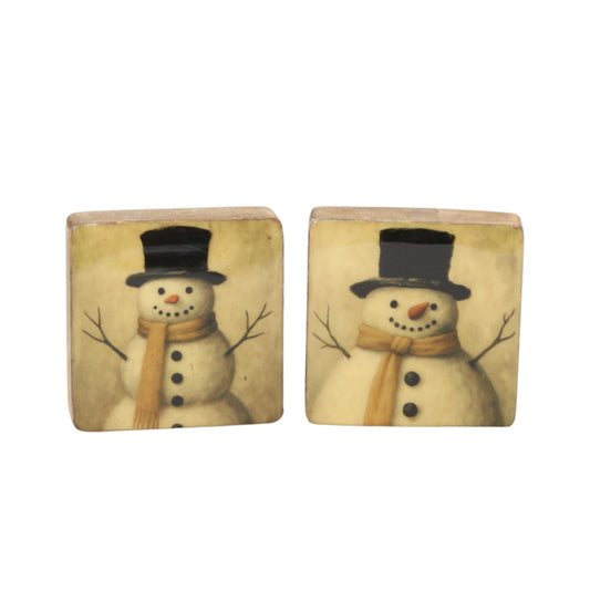 Set/2 Top Hat Snowman Small Blocks