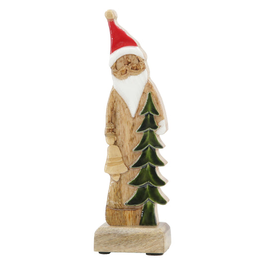 Small Wood Santa on Stand