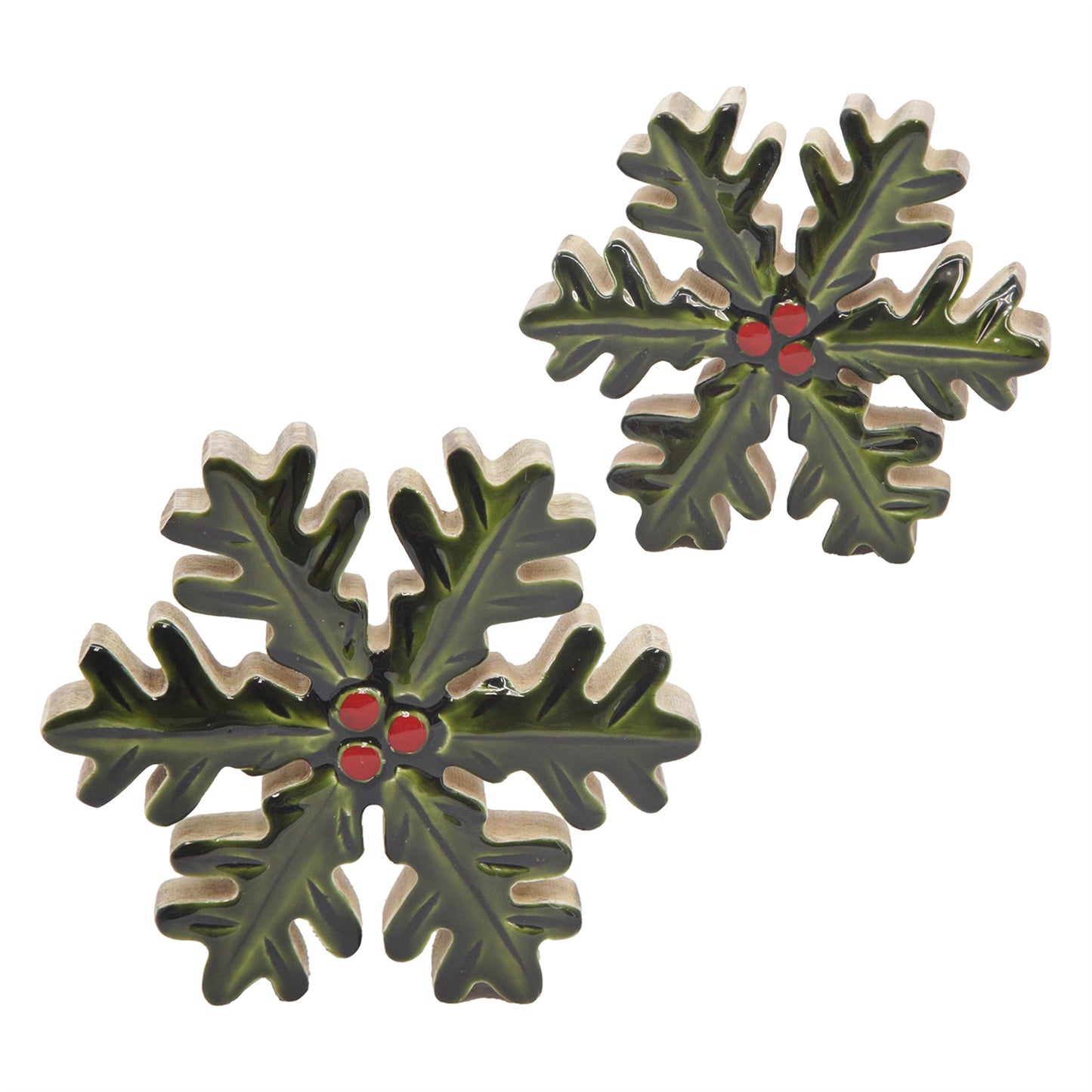 Set of 2 Holly Snowflakes