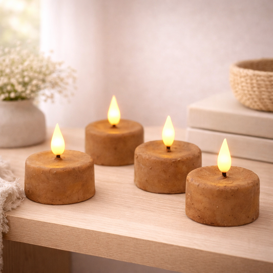 Set of 4 Cinnamon Mini Tea Lights