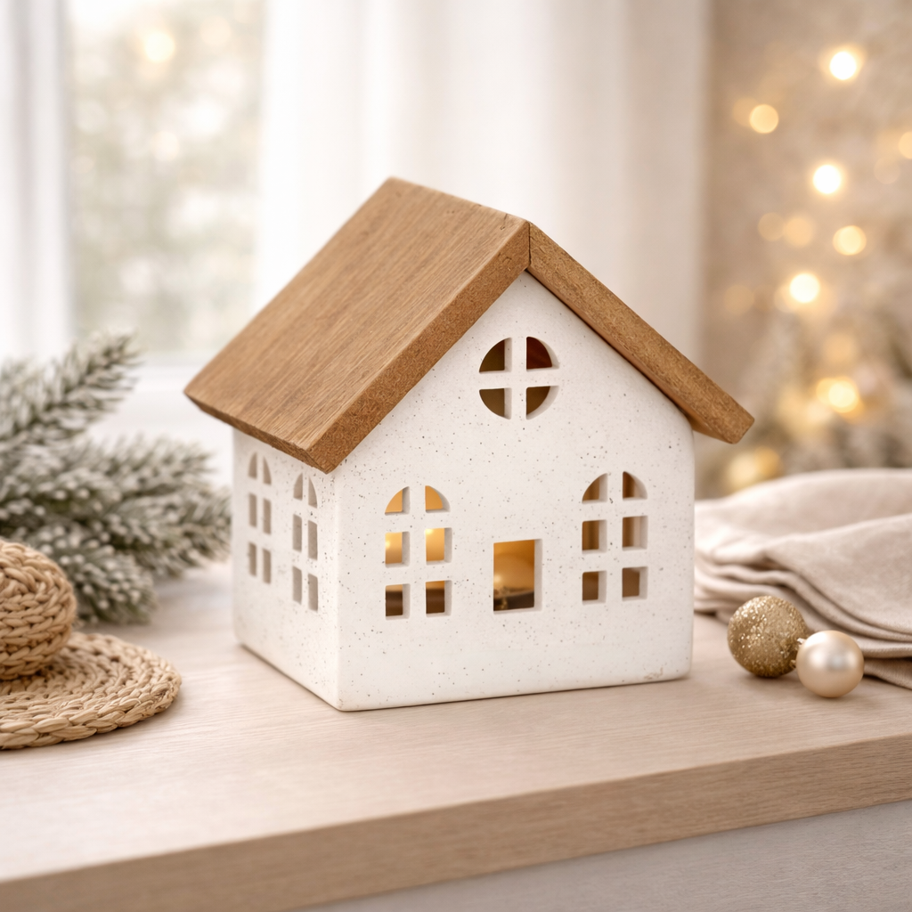 Lighted White and Natural Short House