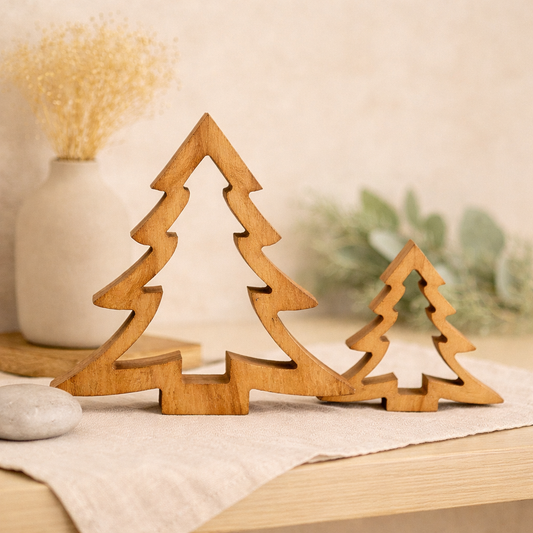 Set of 2 Natural Curved Edge Cutout Trees