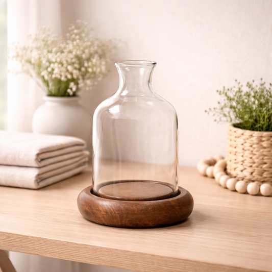 Glass Jar on Wood Base