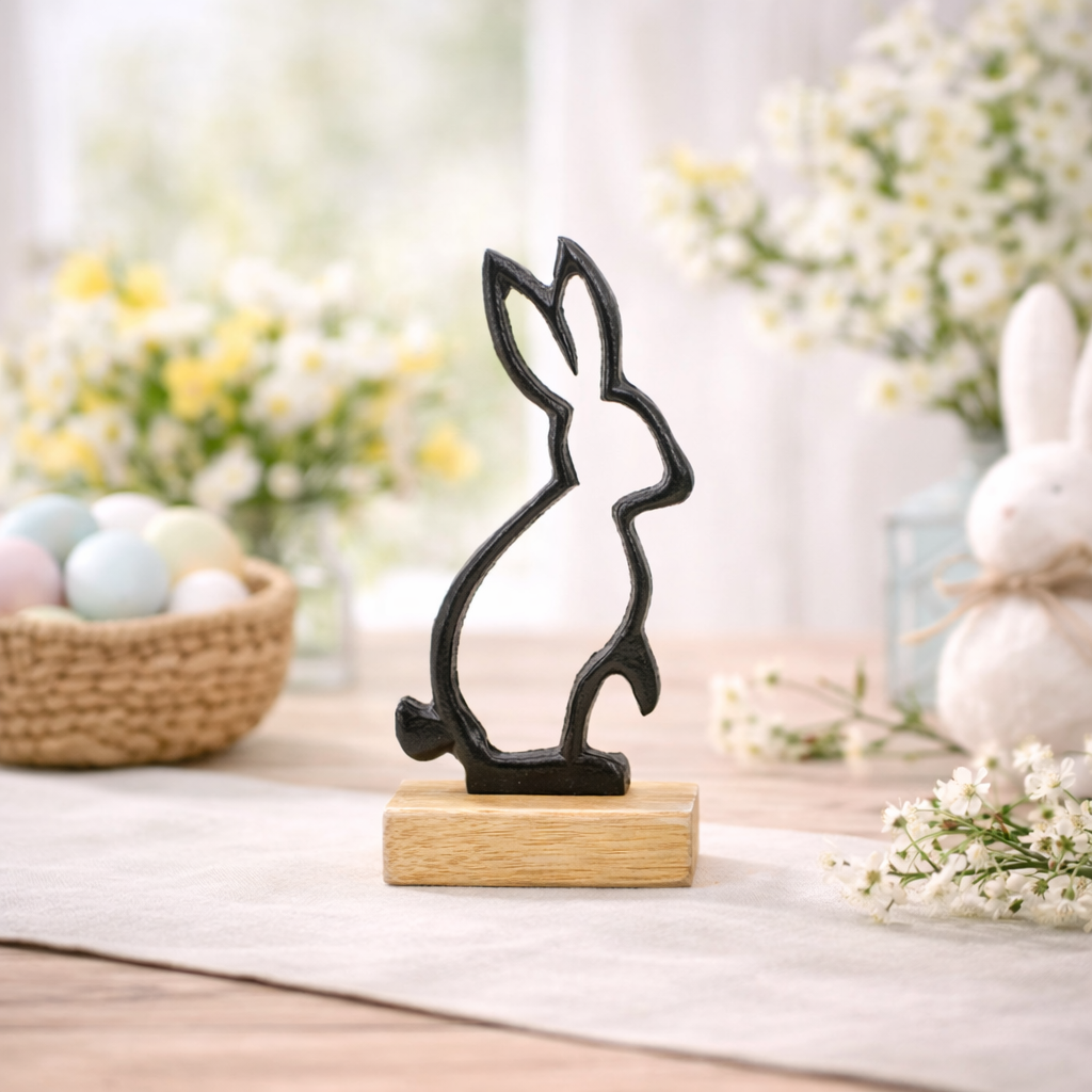 8" Metal Bunny Cutout on Stand