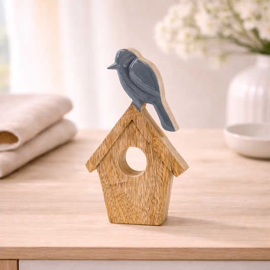 Blue Bird on Birdhouse Stand