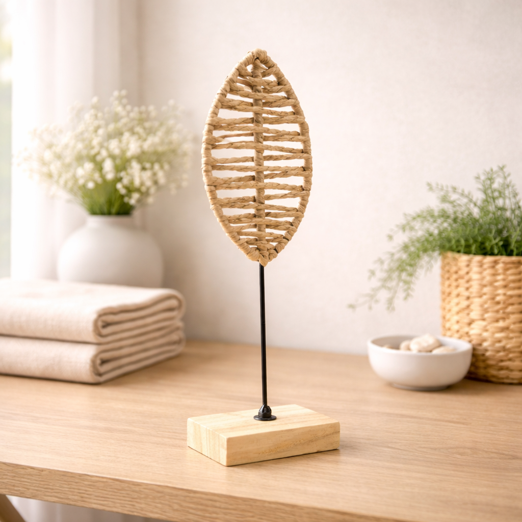 19" Woven Leaf on Stand