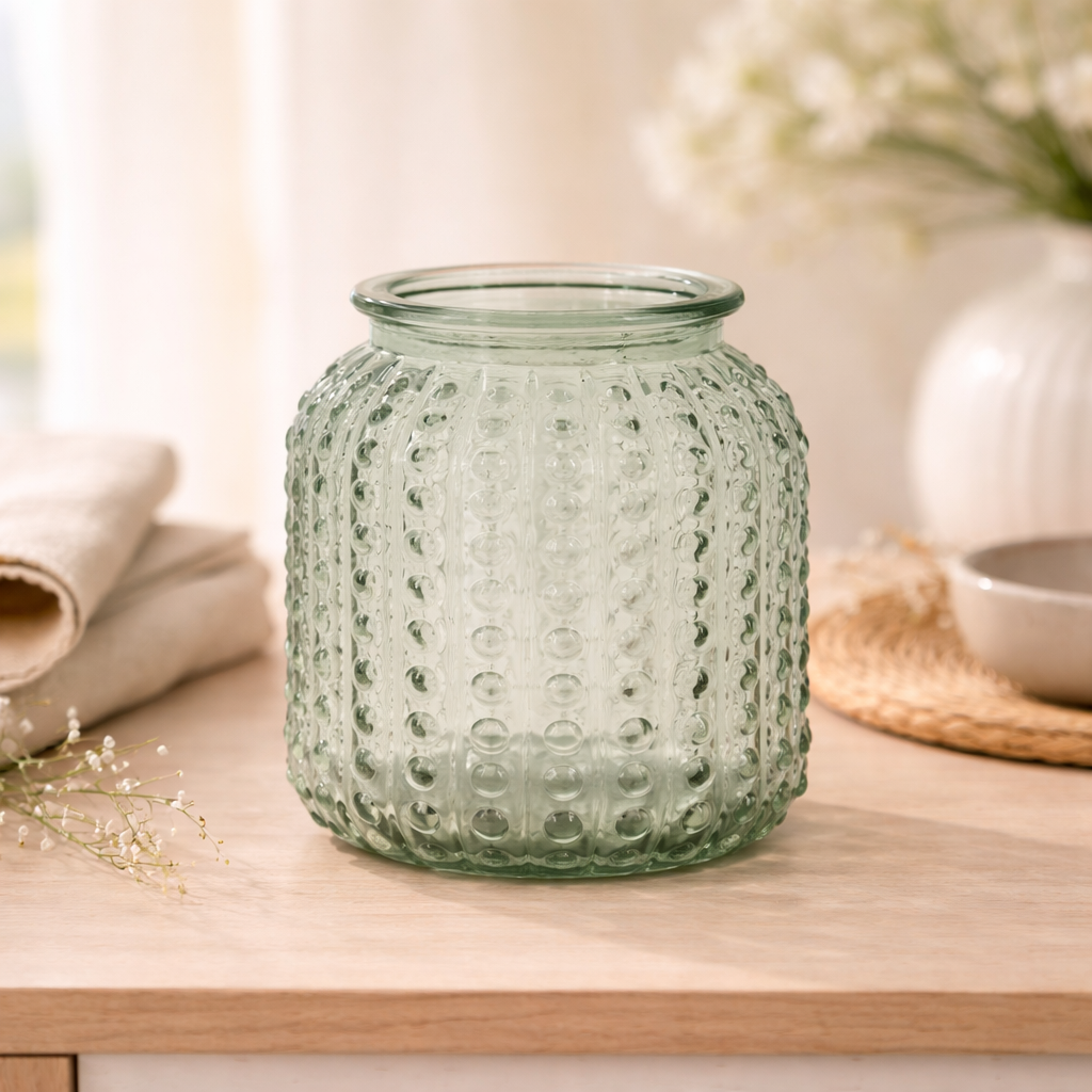 Sage Small Bumpy Glass Jar