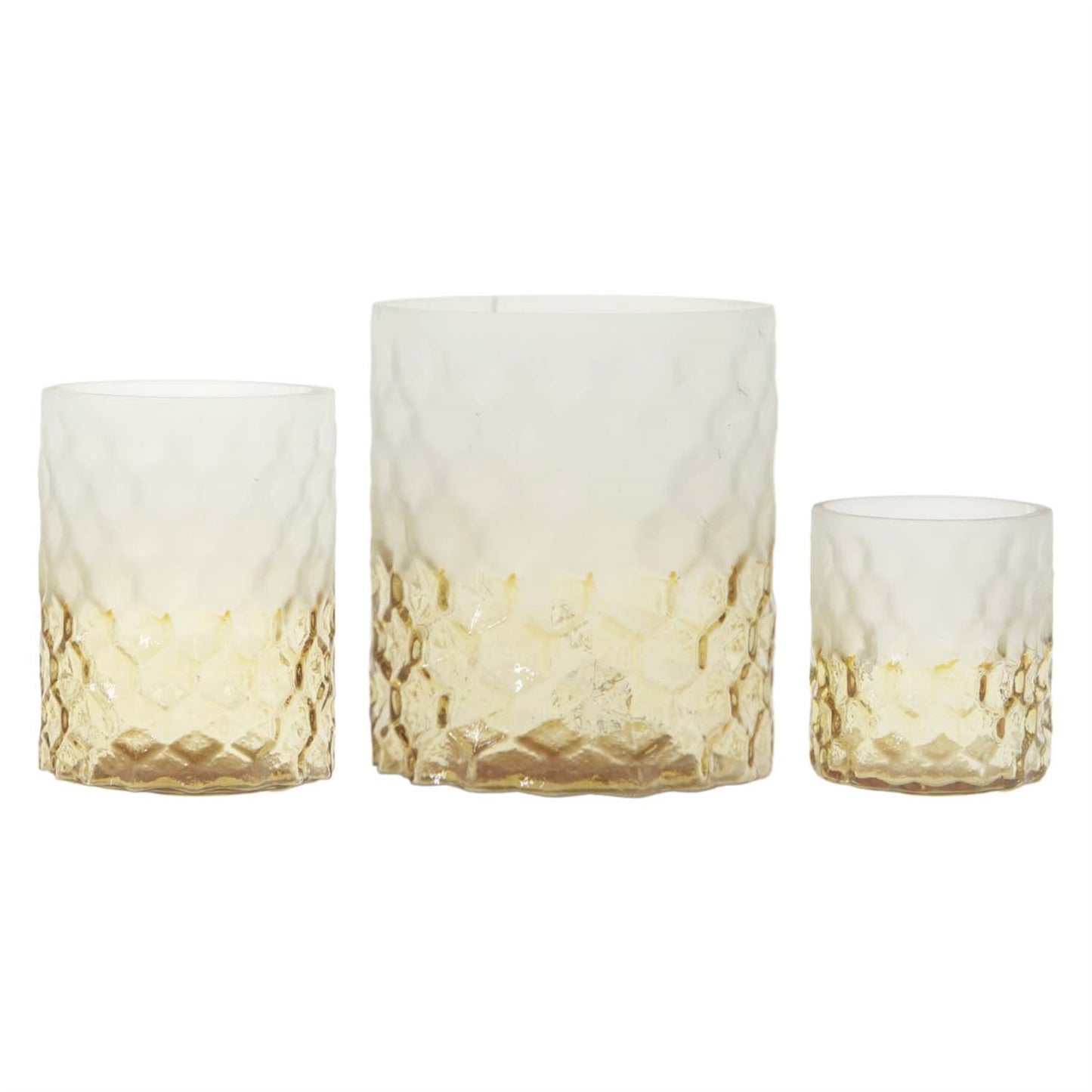 Set of 3 Gold and White Glass Jars