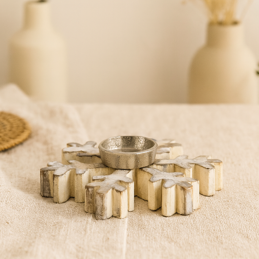 Vintage Snowflake Tea Light Holder